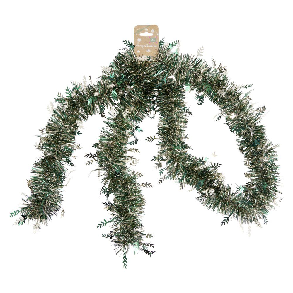 Guirlande de No&euml;l scintillante vert et doré Ø10xL200cm