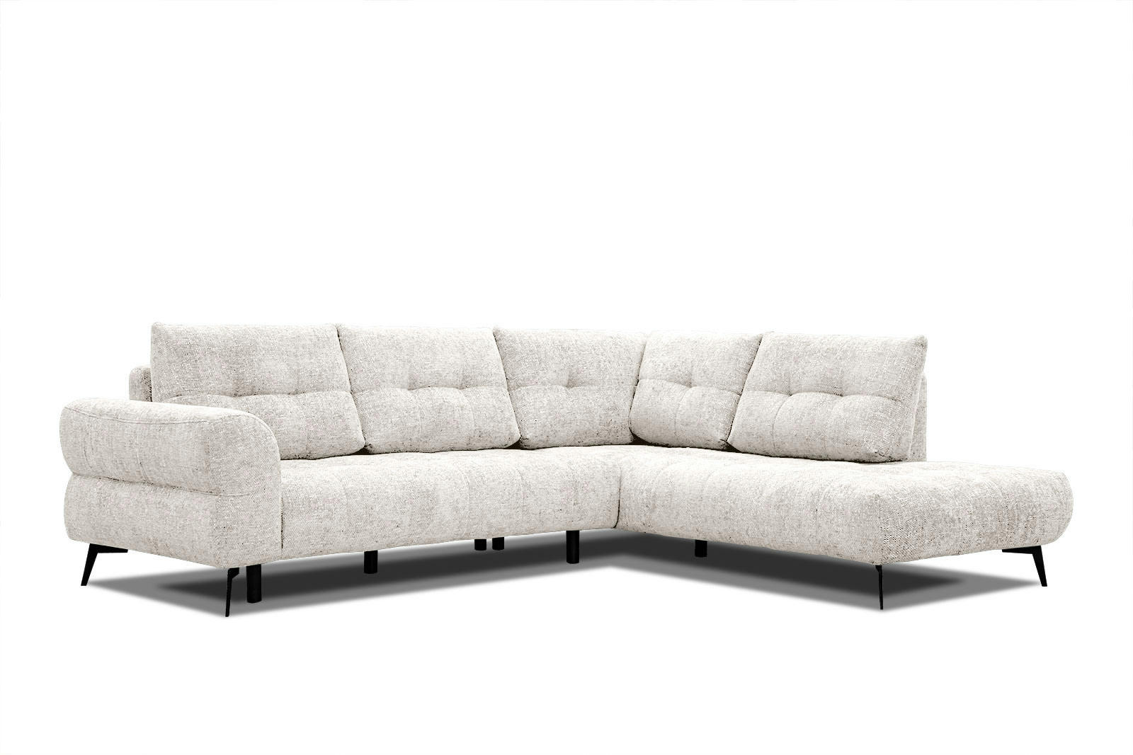 SALVINI - Canapé d'angle droit 5 places tissu écru