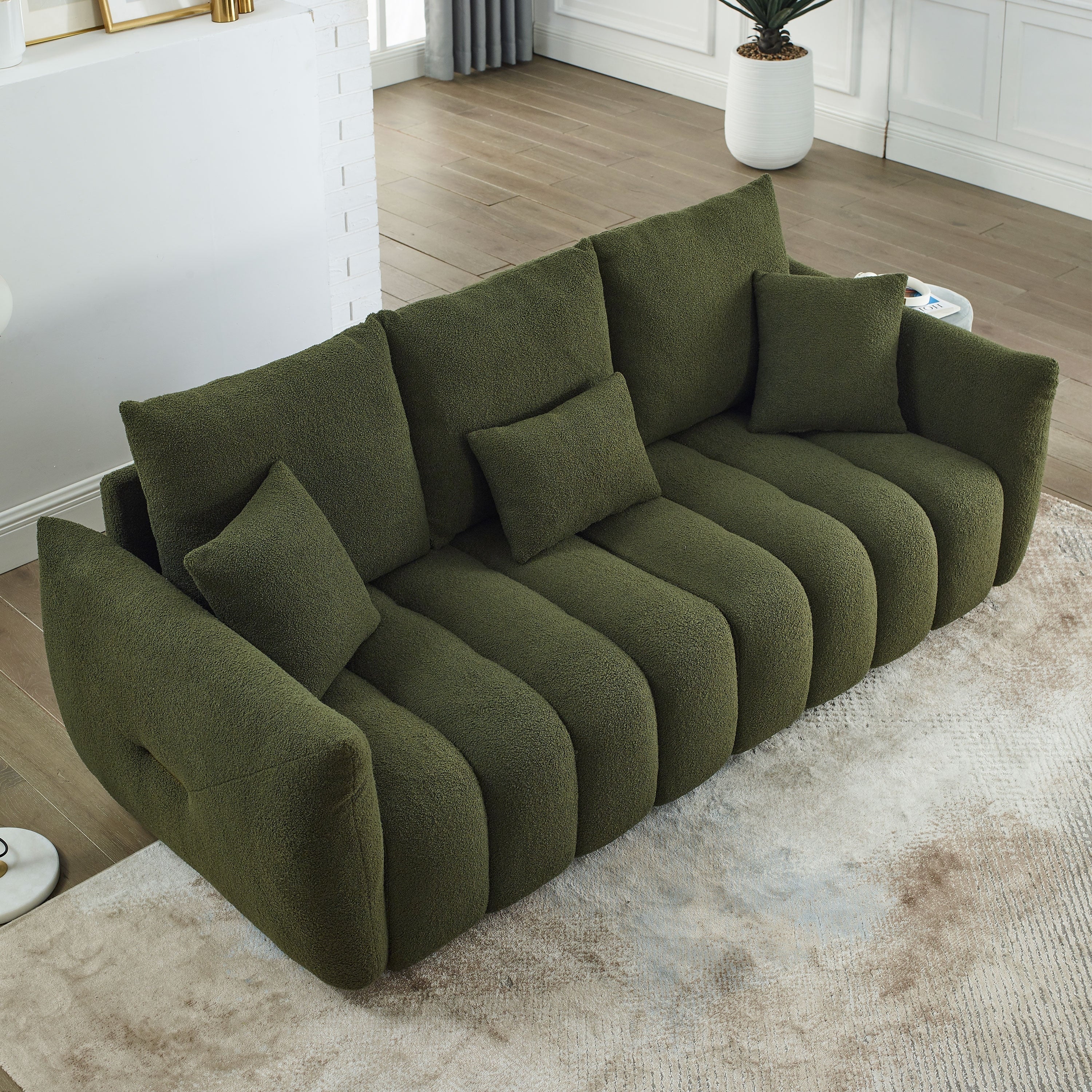 Green 82'' Fabric 3-Seater Sofa with Soft Foam Cushions