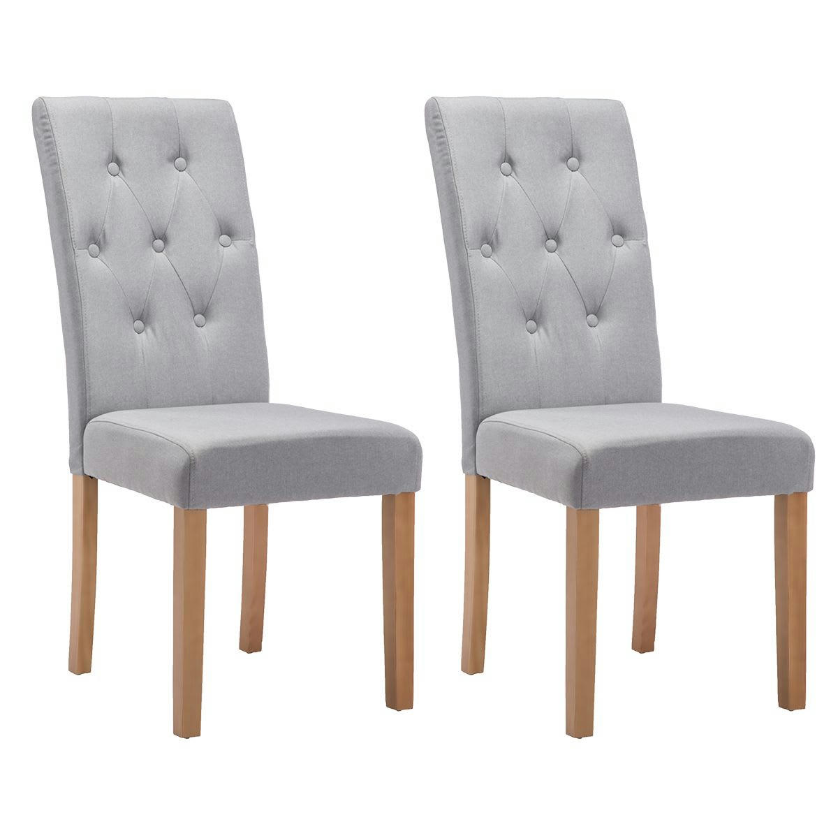 OXFORD - Lot  de 2 chaises grises avec boutons