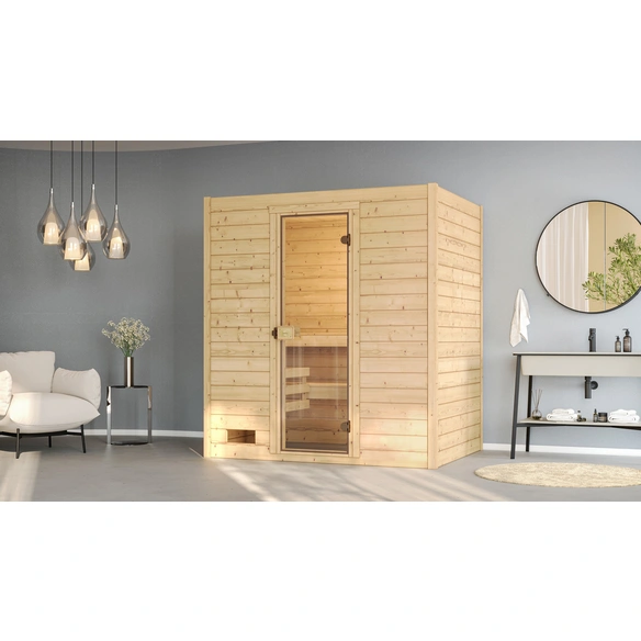 Massivholzsauna »VALIDA 2«, 4 Personen, inkl. 5,4 kW Ofen mit integrierter Steuerung