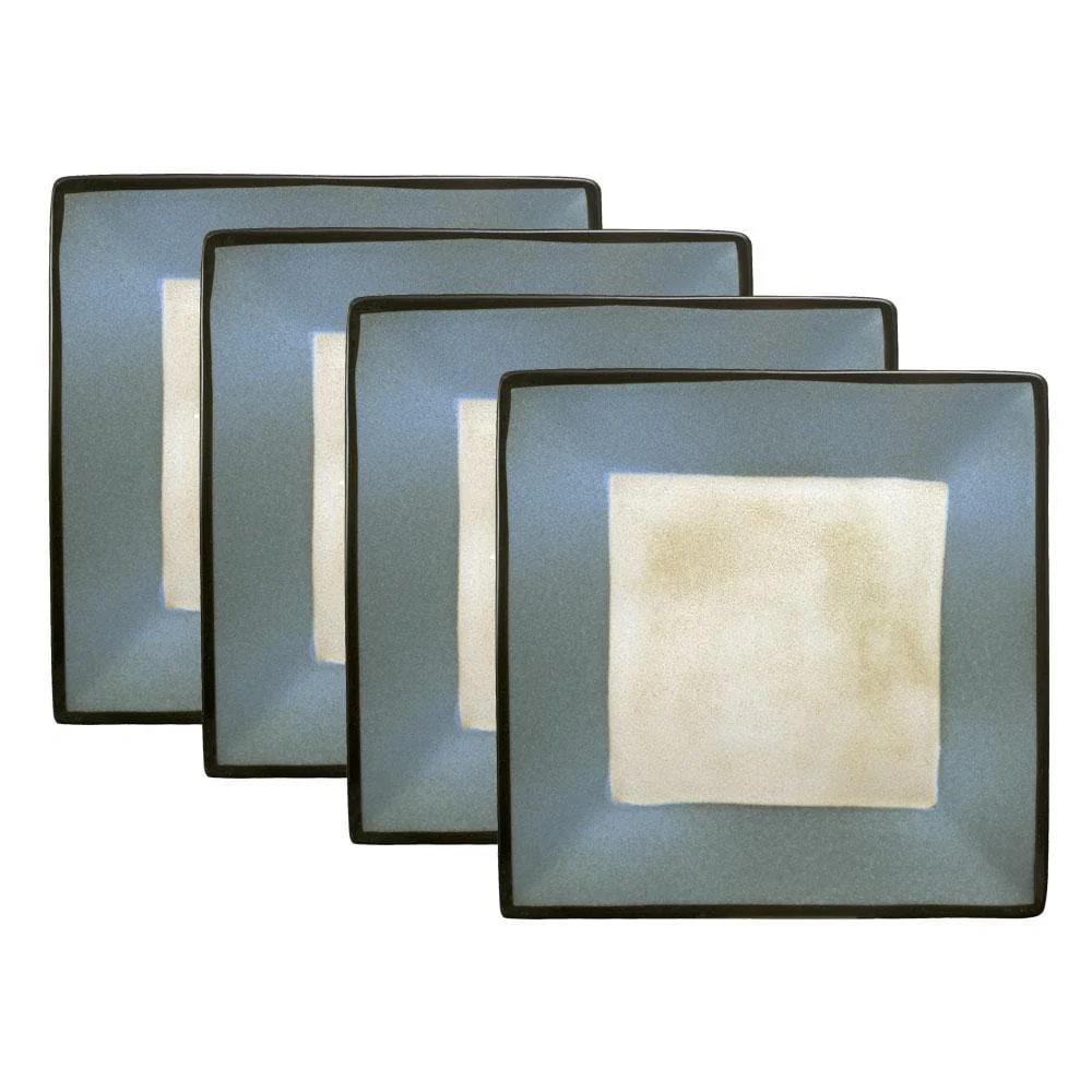 Gourmet Basics Belmont Set of 4 Blue Square Dinner Plates