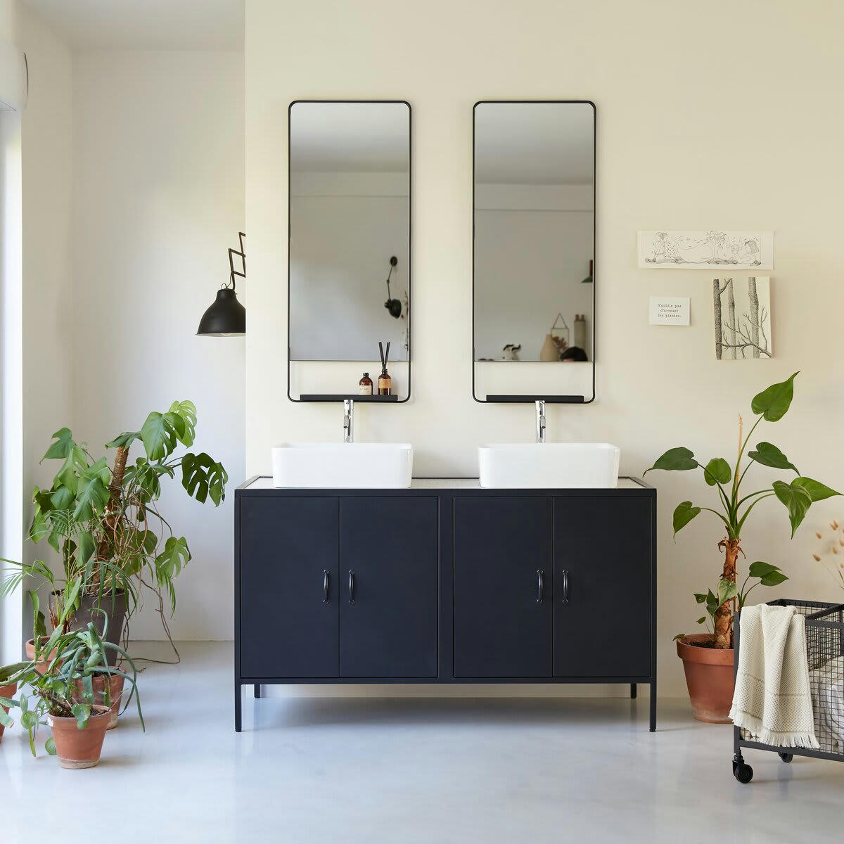LIZZIE - Meuble sous vasque en terrazzo et métal 140 cm