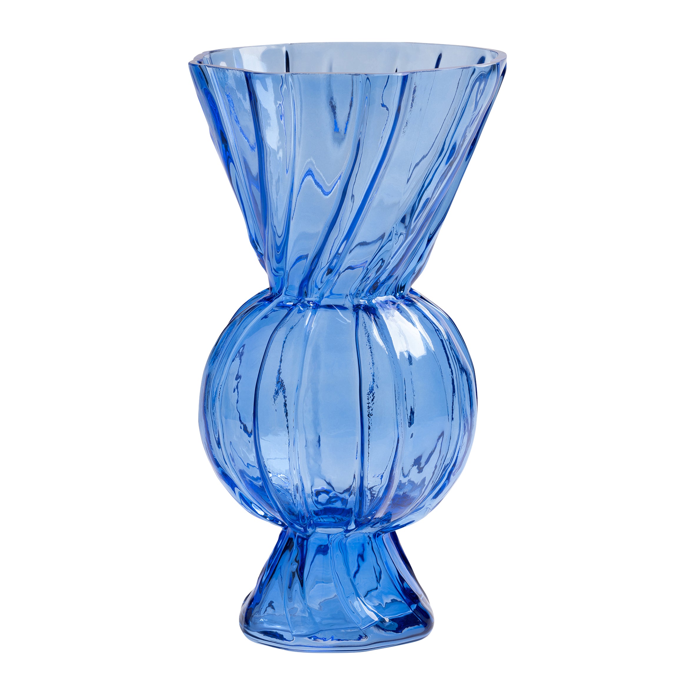 &k amsterdam Rhombic Glass Vaas - Blauw