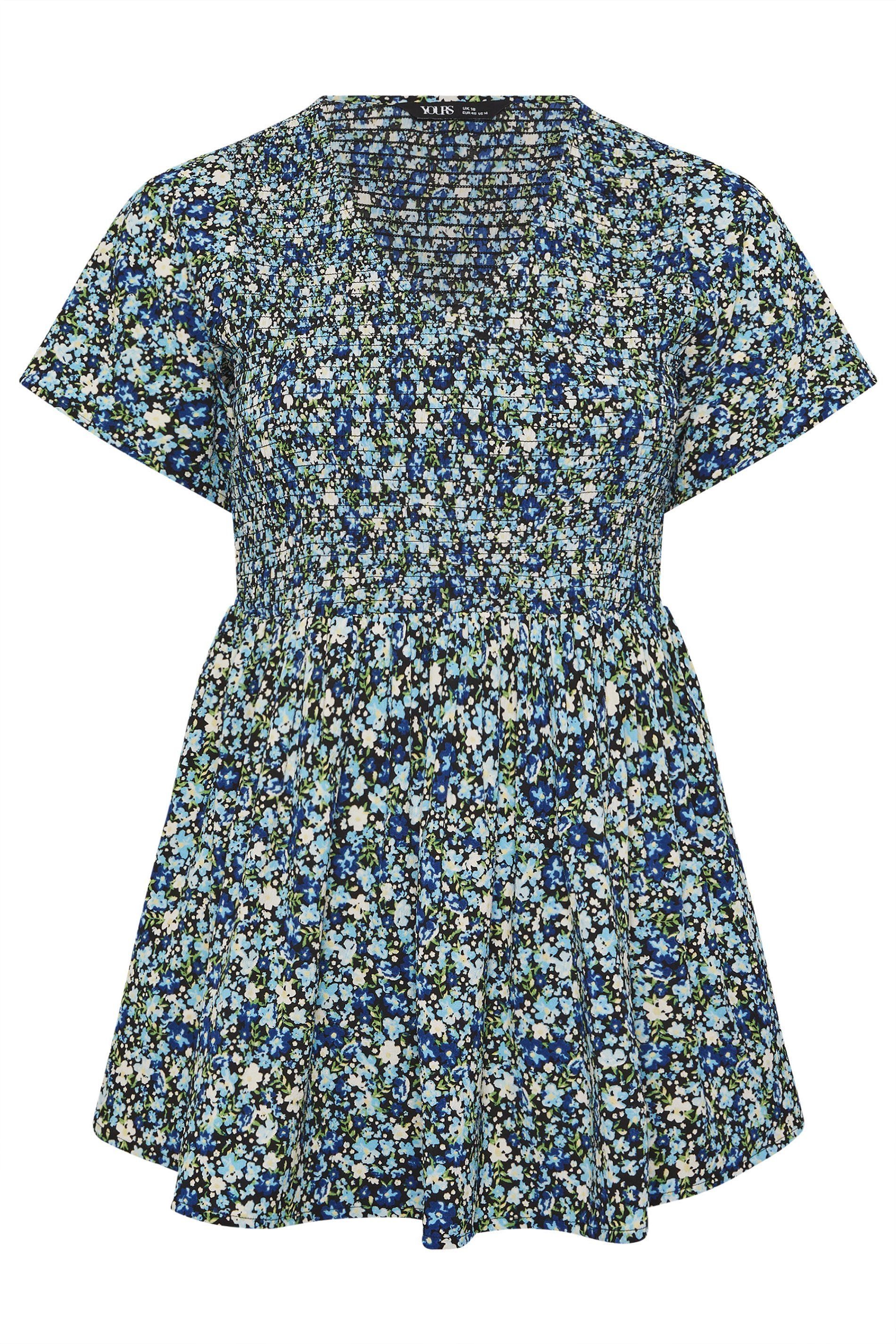 Yours Ditsy Floral Shirred Top