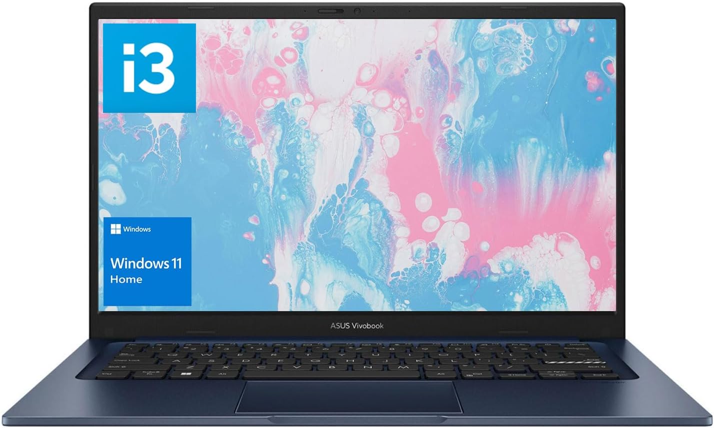 ASUS Vivobook Laptop  14 FHD Display  i3-1215U  16GB RAM  512GB SSD  Wi-Fi 6  HDMI  Webcam  Touchpad  Windows 11 Home  Blue
