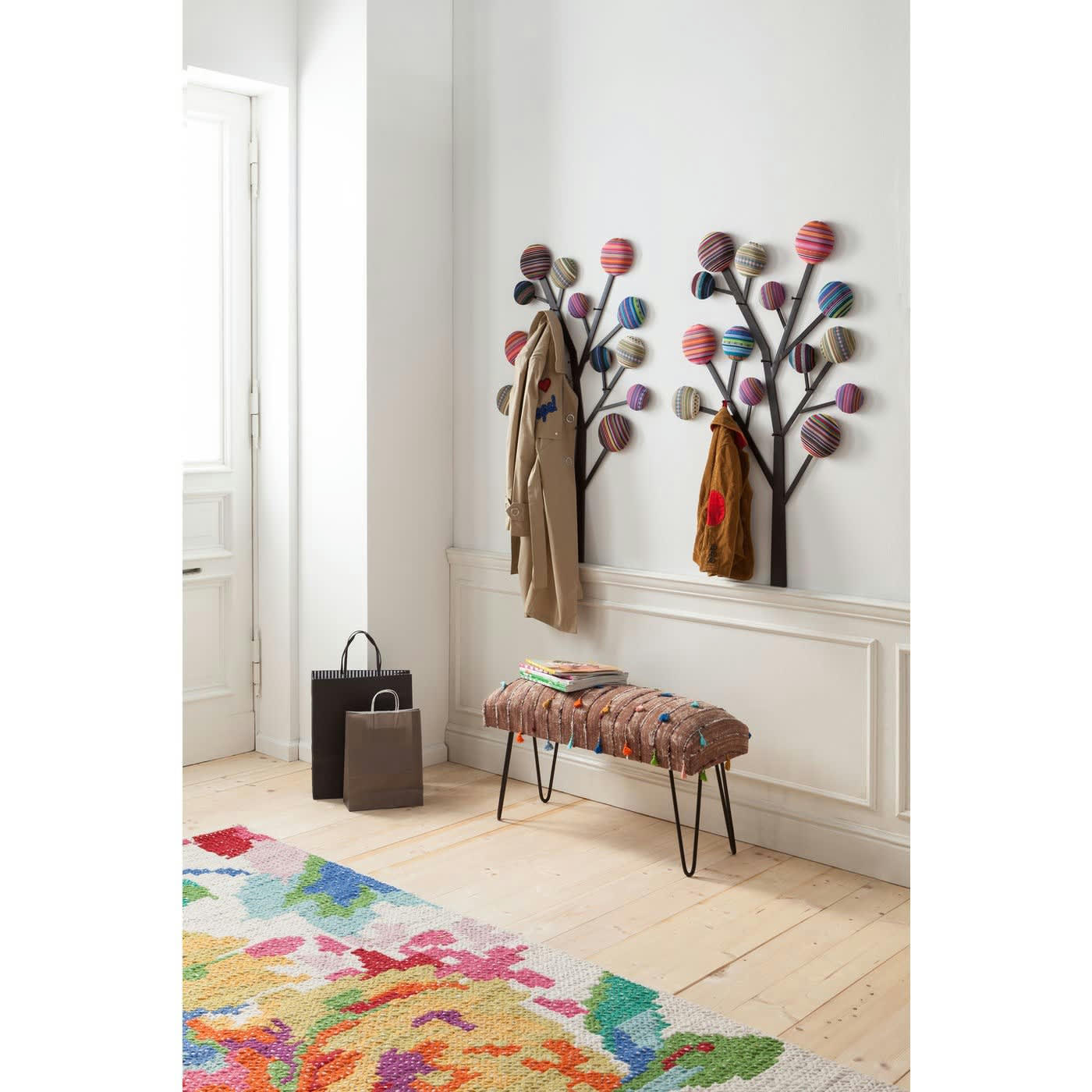 - Patère 6 crochets arbre en acier et coton