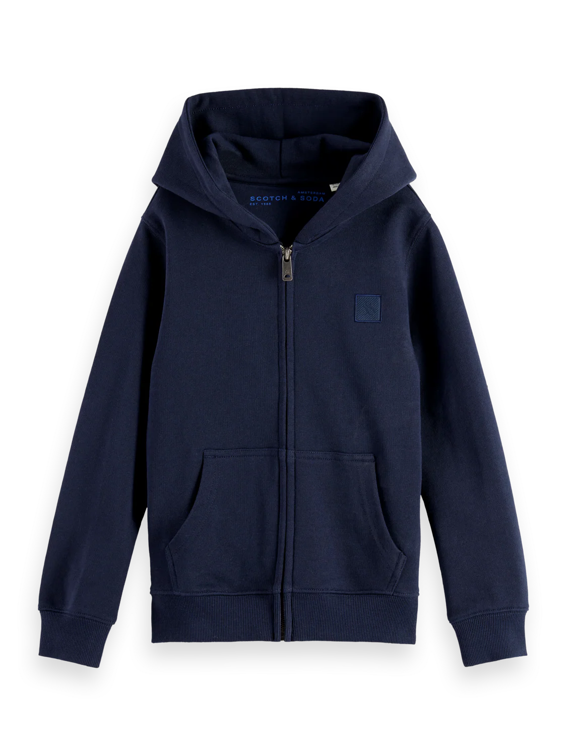 Boys' Core Regular-Fit Logo Badge Zip Through Hoodie