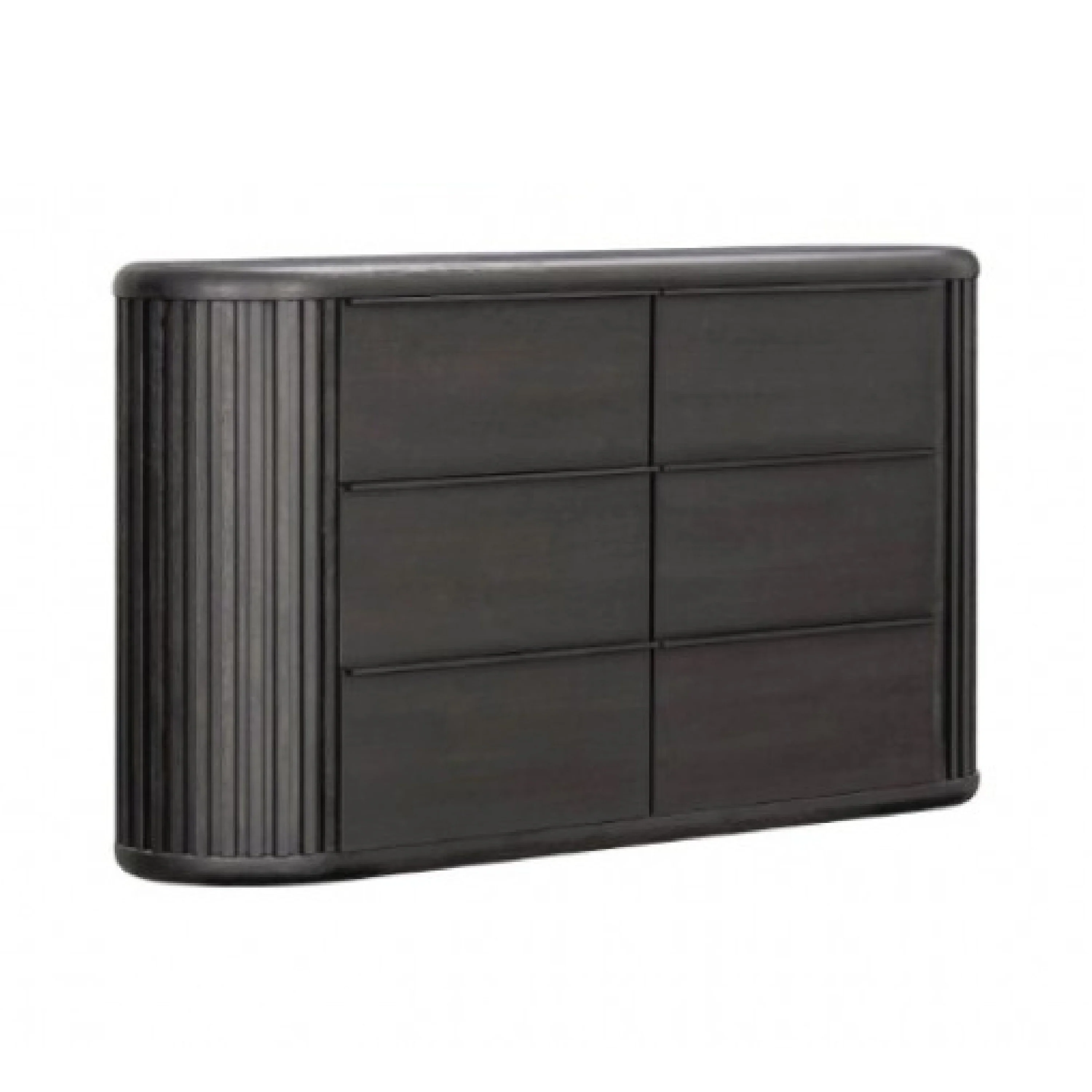 Sheim Wide Dresser, Modern Fluted Reeded Black Solid Acacia Wood