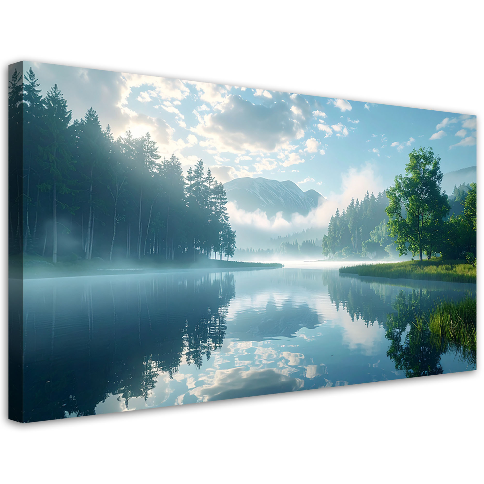 Obraz do salonu sypialni, Krajobraz jezioro góry mgła natura 80x40