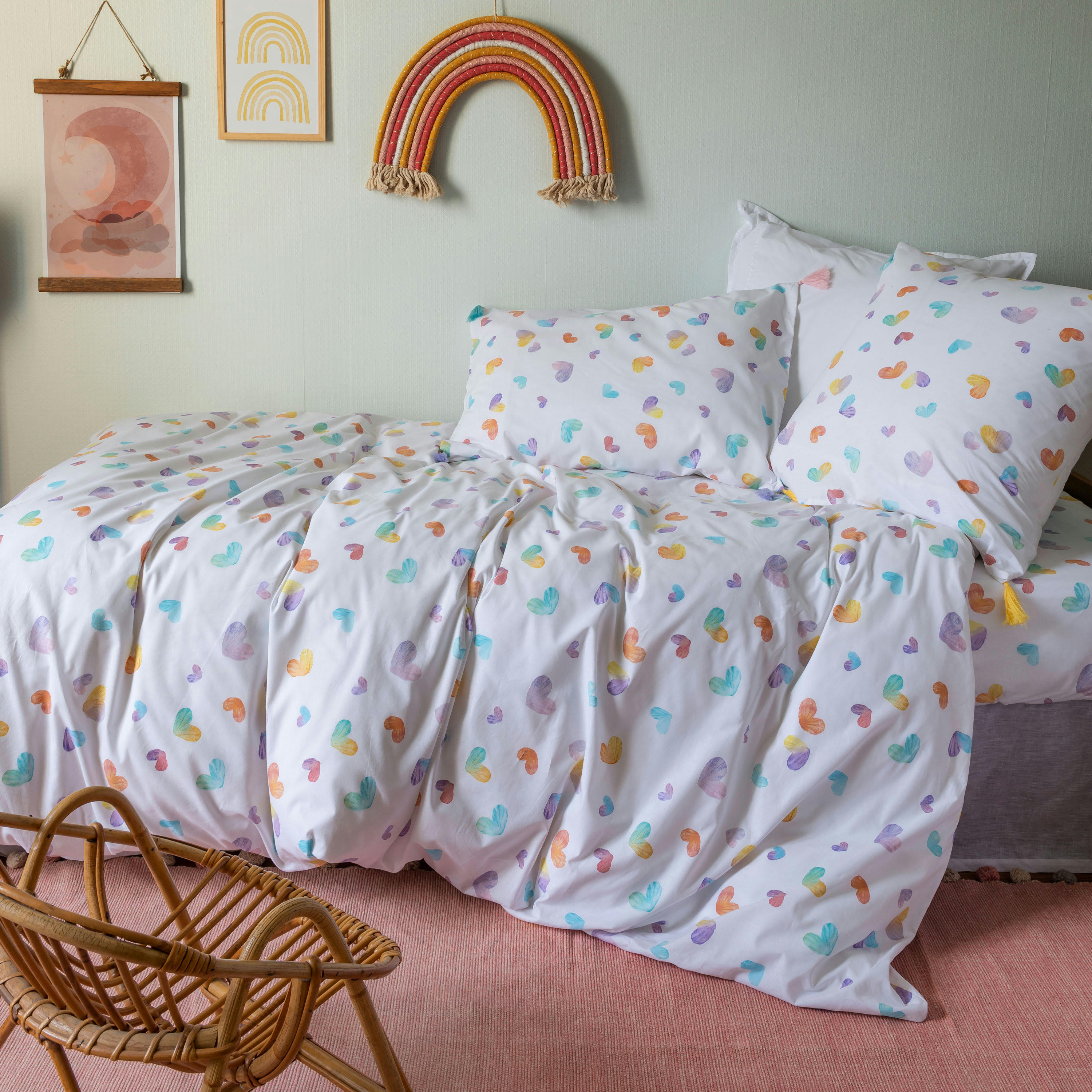 CALLIOPE - Housse de couette réversible pur coton sirène  jaune 240x220