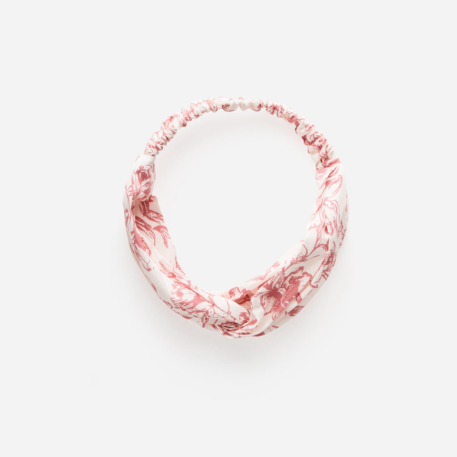 Bandeau écru motif fleurs roses