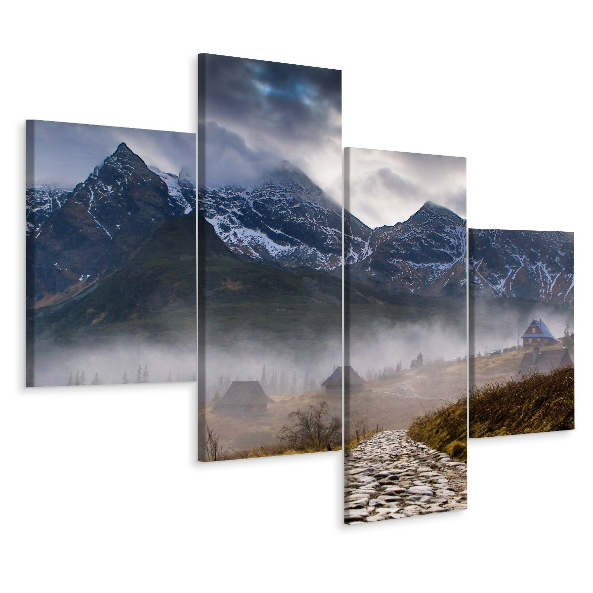 Obraz Tetraptyk TATRY we Mgle Krajobraz 3D 80x50cm