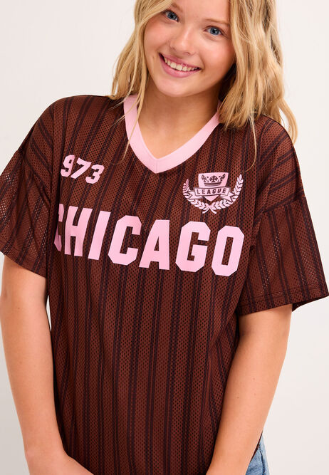 Older Girls Brown Chicago Football Top