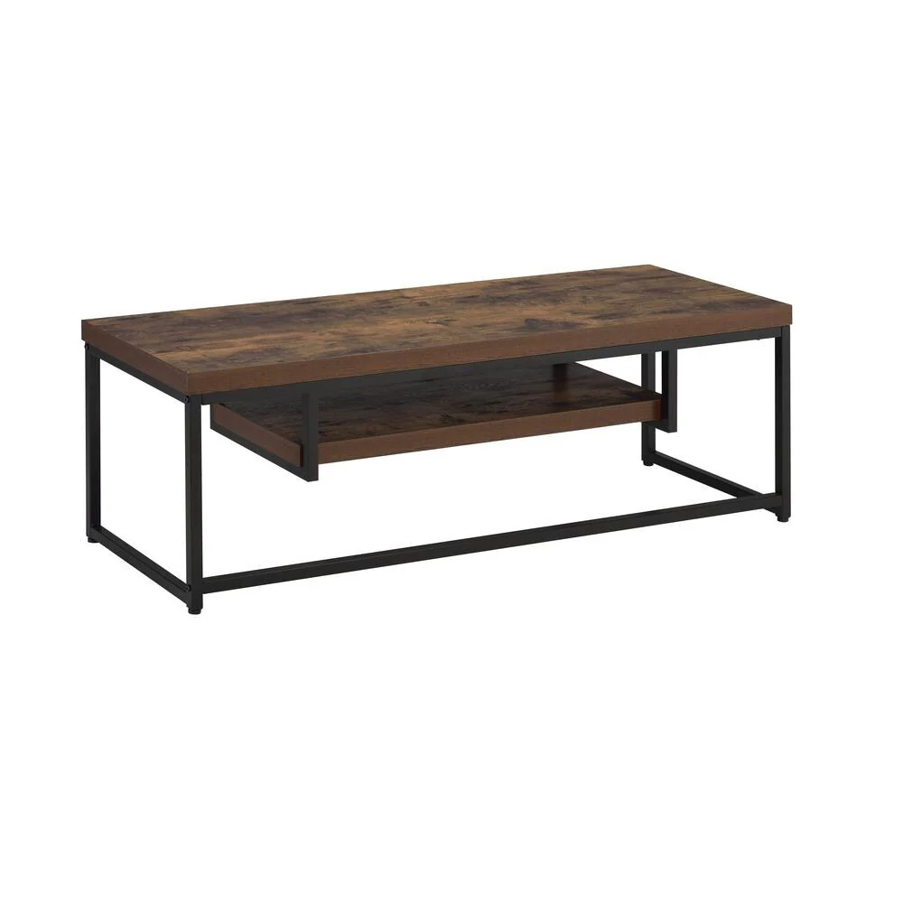 Oak Industrial Style 47 TV Stand with Storage Shelf and Metal Legs for Living Room