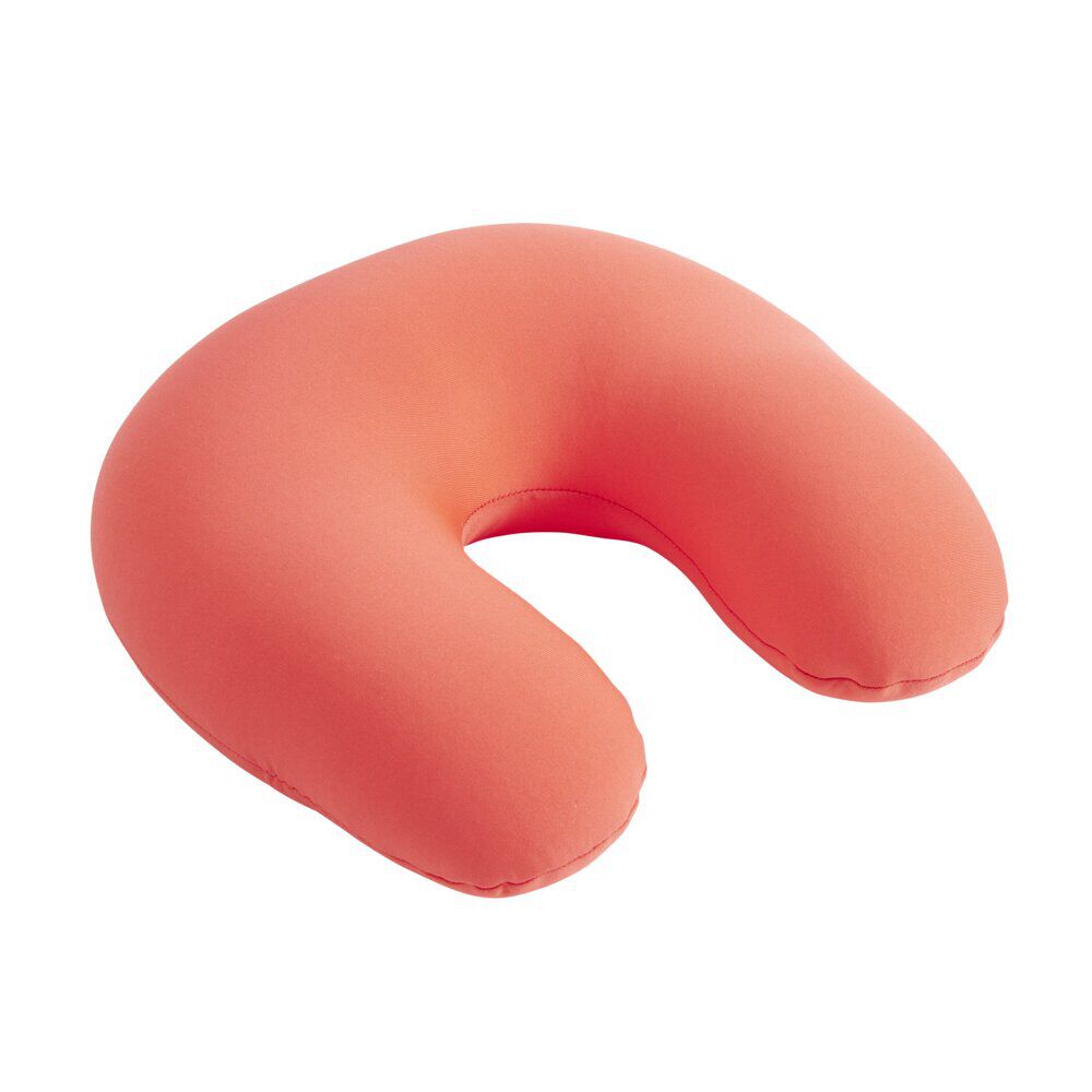 Coussin de voyage microbilles support nuque ergonomique orange 28x28cm