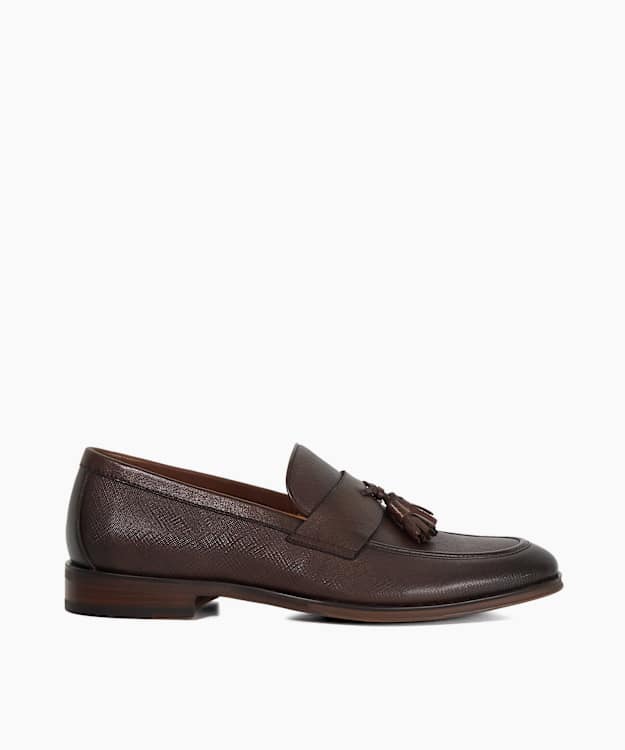 Showman Brown - Leather Textured Tassel Formal Shoes