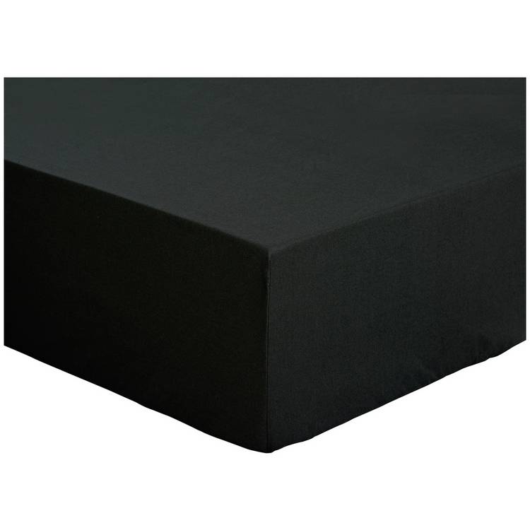 Habitat Easycare Plain Black Fitted Sheet - Single