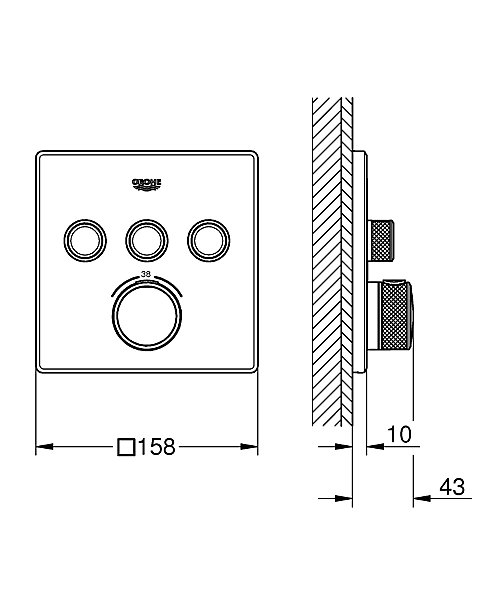 GROHE Thermostatique GROTHERM SMART CONTROL 3 sorties Supersteel 29126DCO