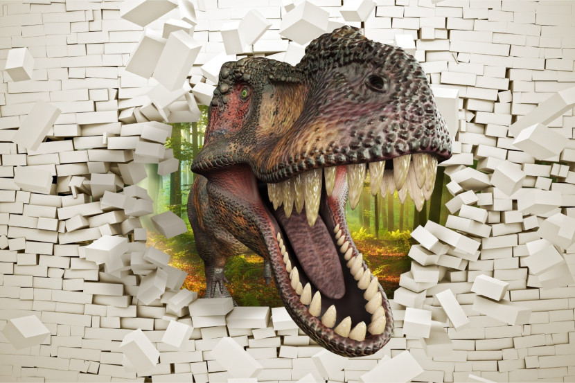 Fototapeta Młodzieżowa DINOZAUR Biała Cegła Mur 90x60cm