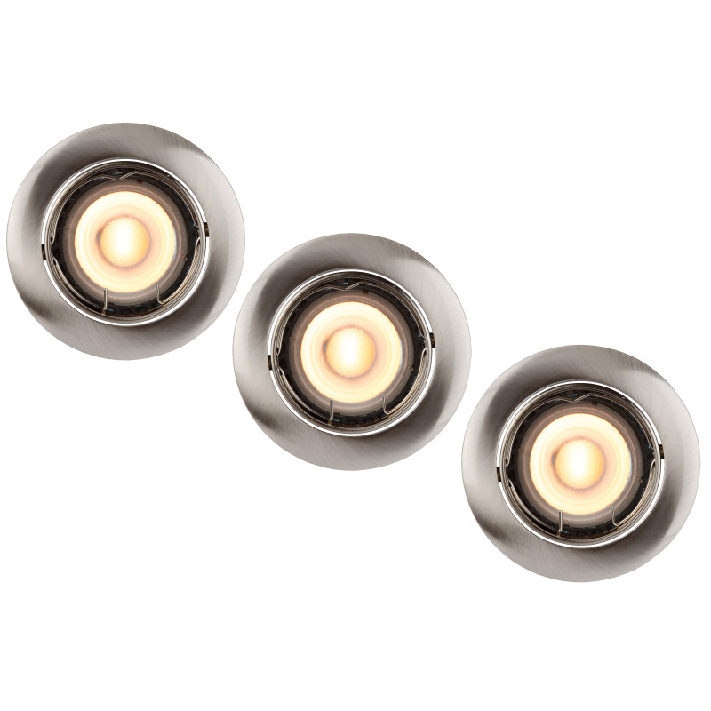 Spot à encastrer LED Focus inox dimmable Ø 8,1 cm GU10 3 x 5 W LUCIDE