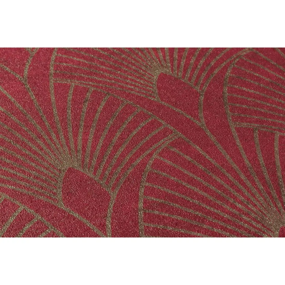 Livingwalls behang art deco motief rood en goud - 53 cm x 10.05 m