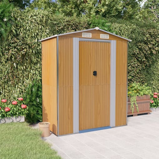 NNEVL Garden Shed Light Brown 192x108x223 cm Galvanised Steel