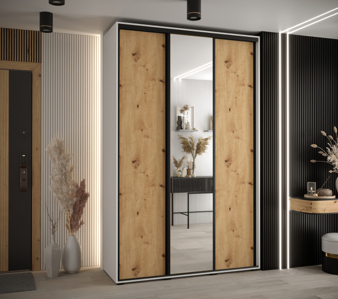 Szafa przesuwna 45 wysoka Davos 3 160 biały artisan czarny