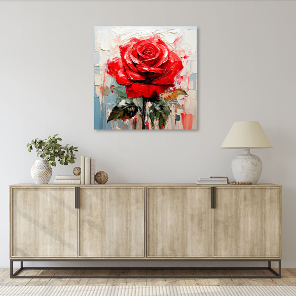Feeby Obraz na płótnie, Róża Czerwona Kwiaty 30x30