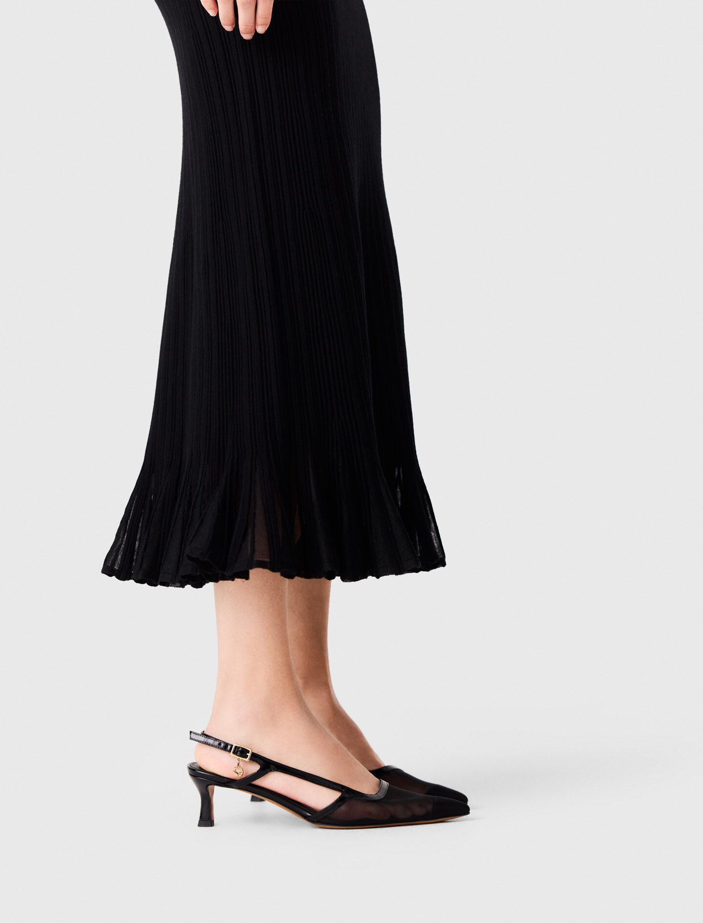 Slingbacks en cuir et mesh