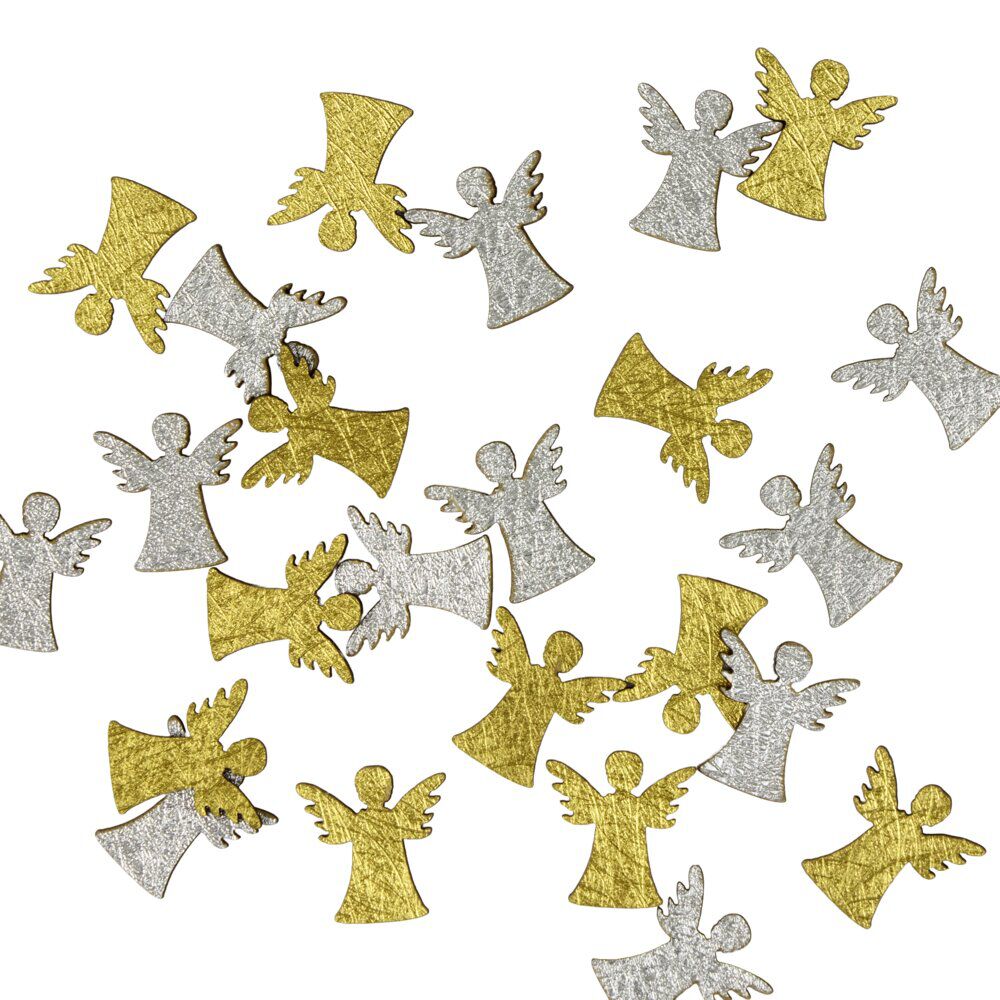 Décoration de table ange X24 pcs bois L1,5X2Xép.0,1 cm doré et argenté