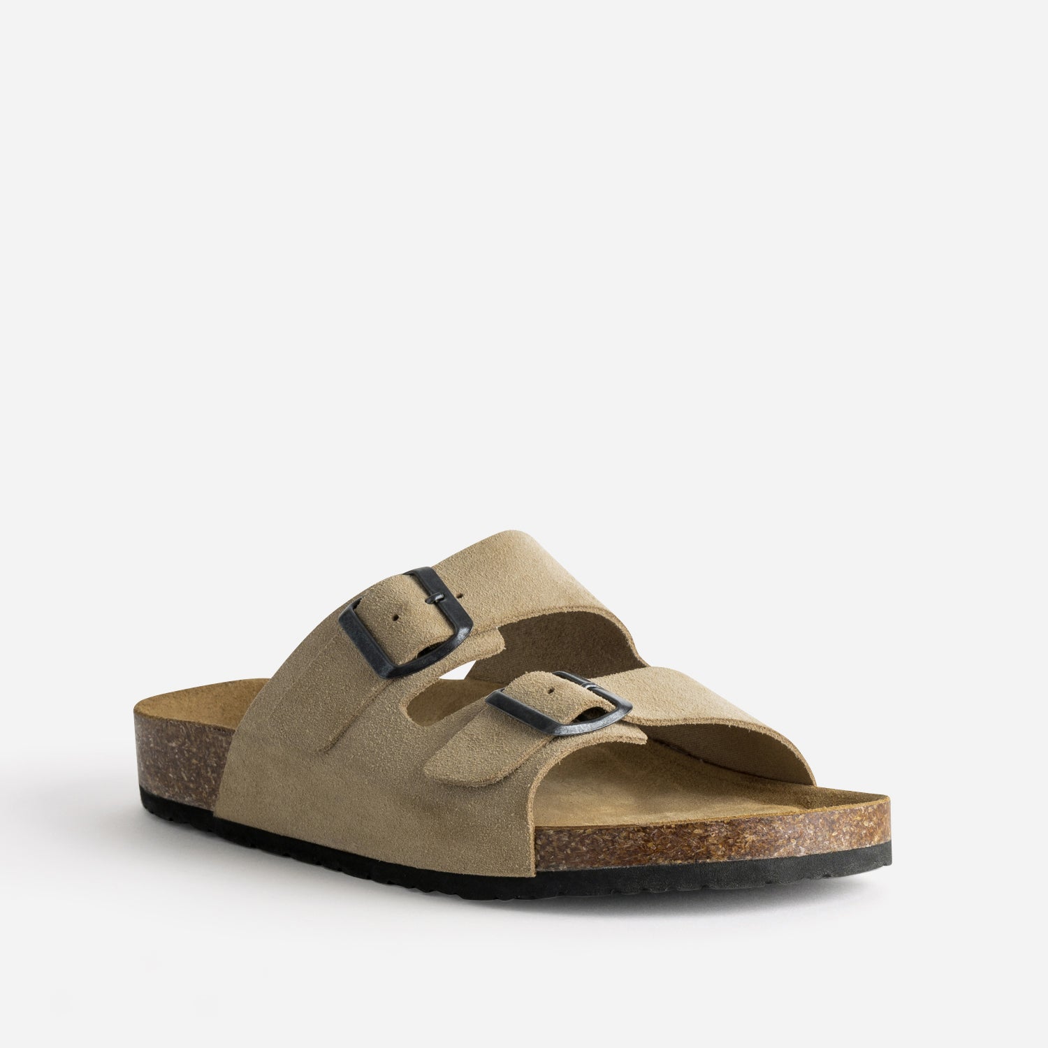 Mule anatomique beige cuir velours
