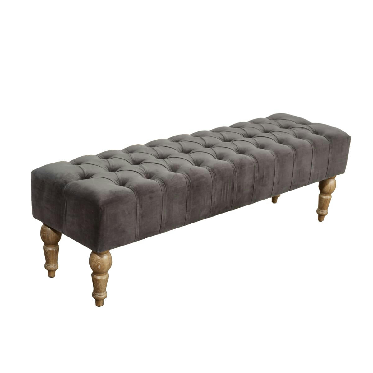 JANE - Bout de lit capitonné en chêne L 150 cm gris rhino