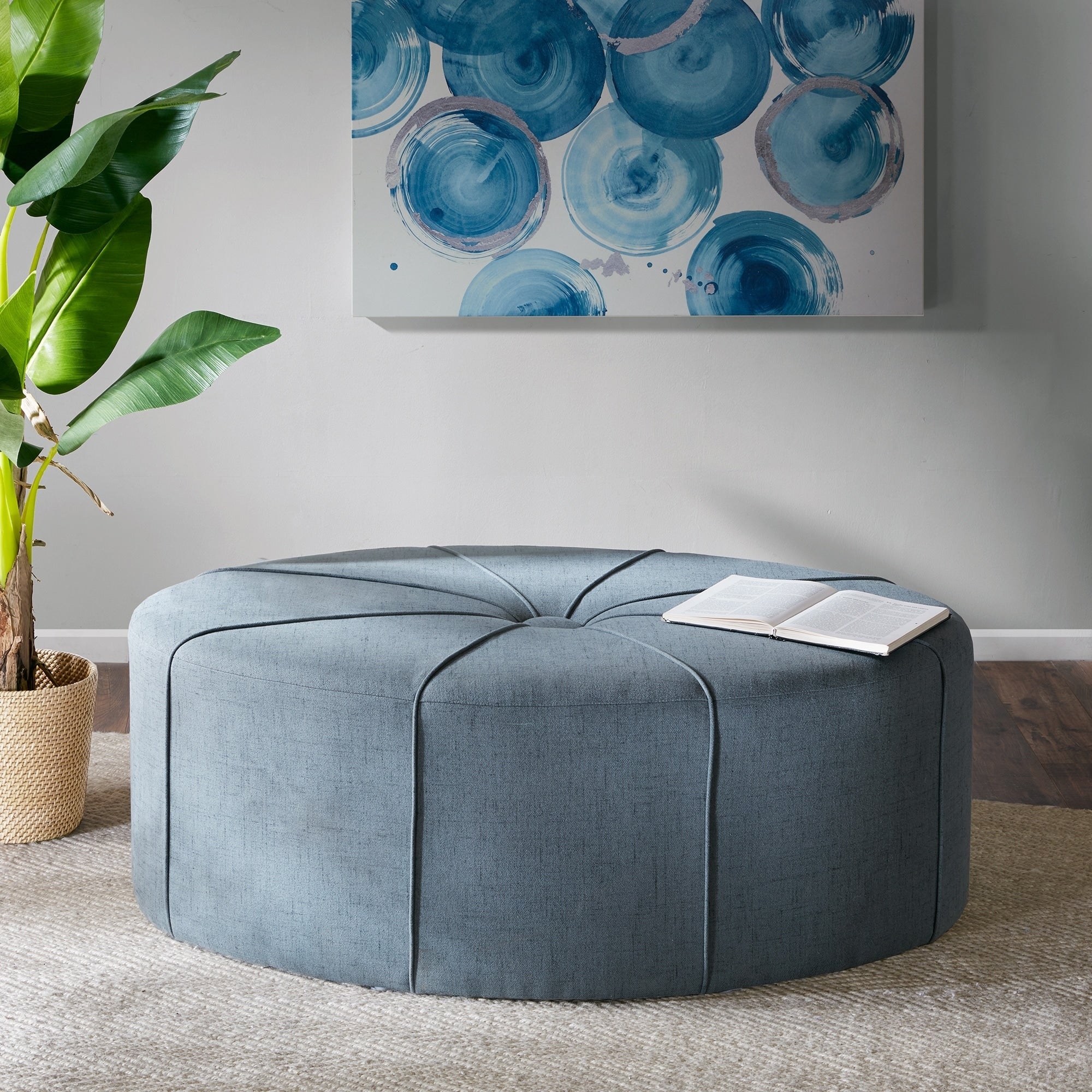 Madison Park Aberdeen Upholstered Tufted Oval Oversized Ottoman