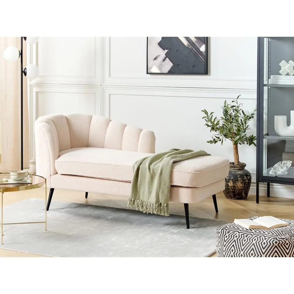 ALLIER - Chaise longue - Beige - Linkerzijde - Boucl&eacute;