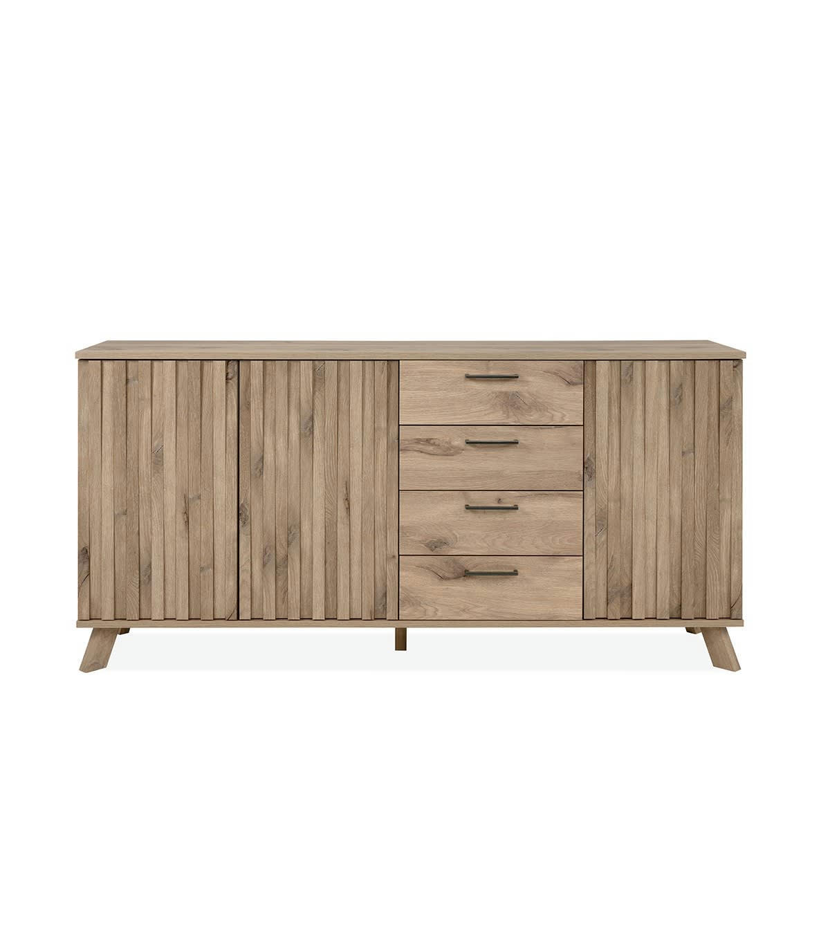 OPOLE - Buffet 3 portes et 4 tiroirs effet bois - L175 x H85 cm
