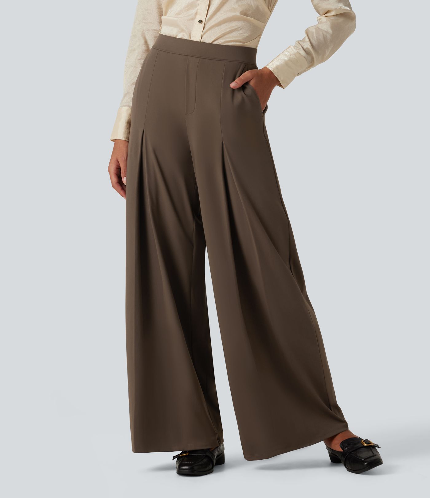 Pantalon de bureau large baggy Halara Flex™ DayStretch taille mi-haute avec poches