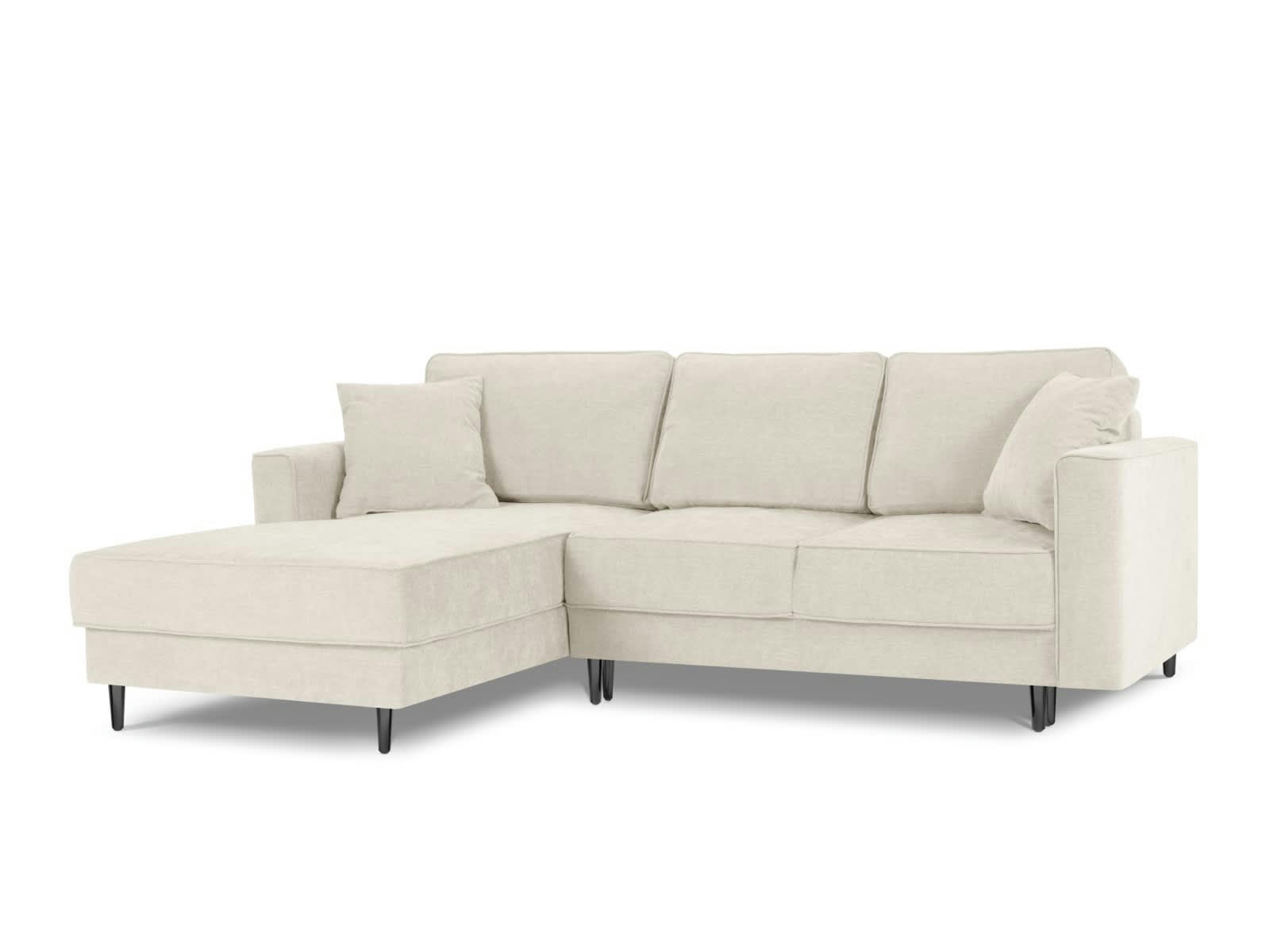 DUNAS - Canapé d'angle 4 places en tissu structuré beige