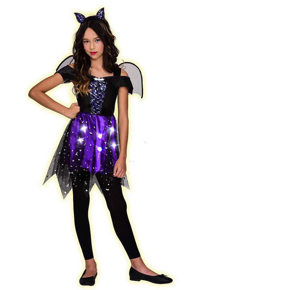 Déguisement enfant Halloween robe chauve souris lumineuse 7/10 ans