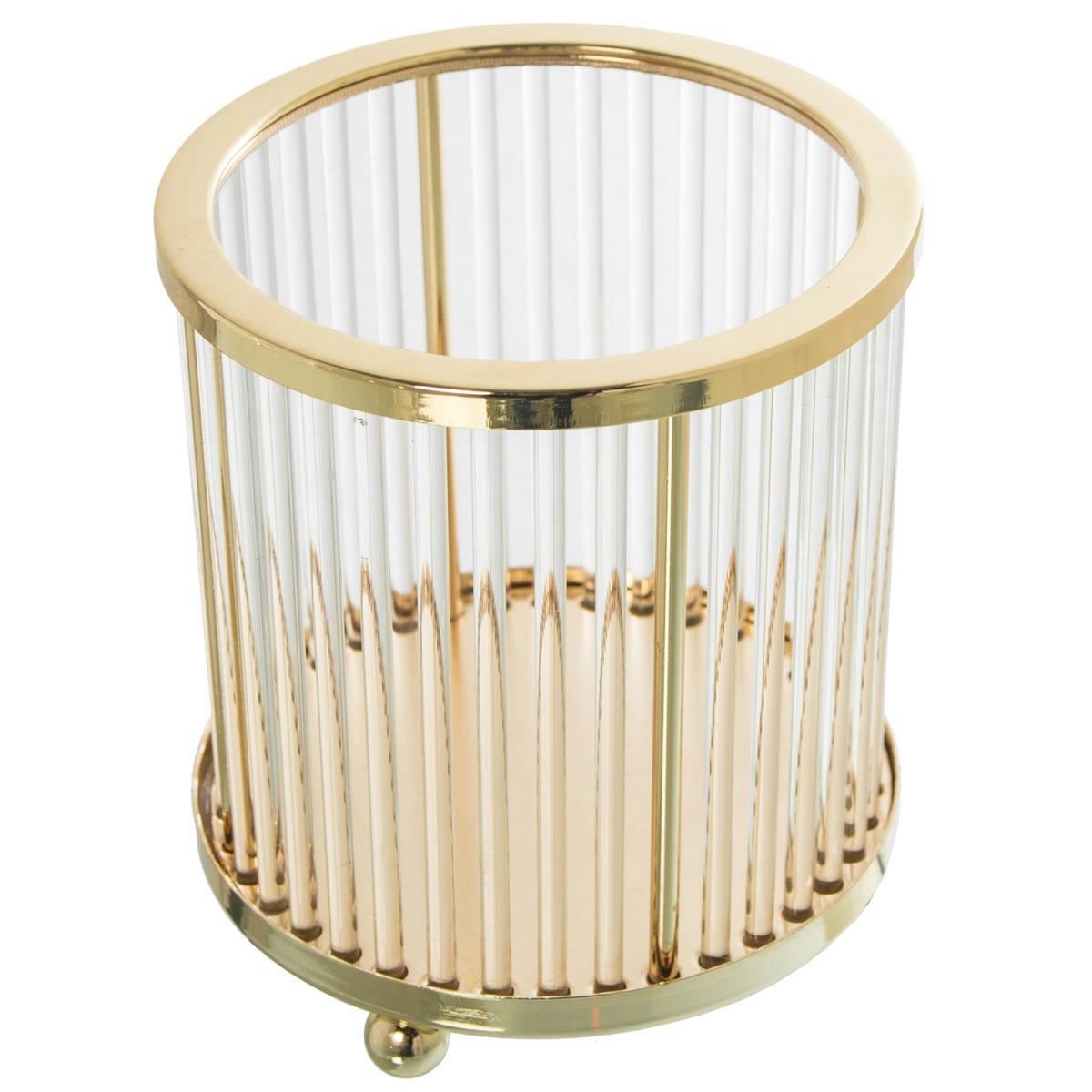 - Photophore en verre et métal doré 10x10x11cm