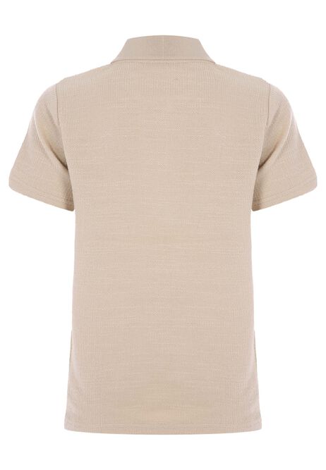 Older Boys Stone Textured Zip Polo Shirt