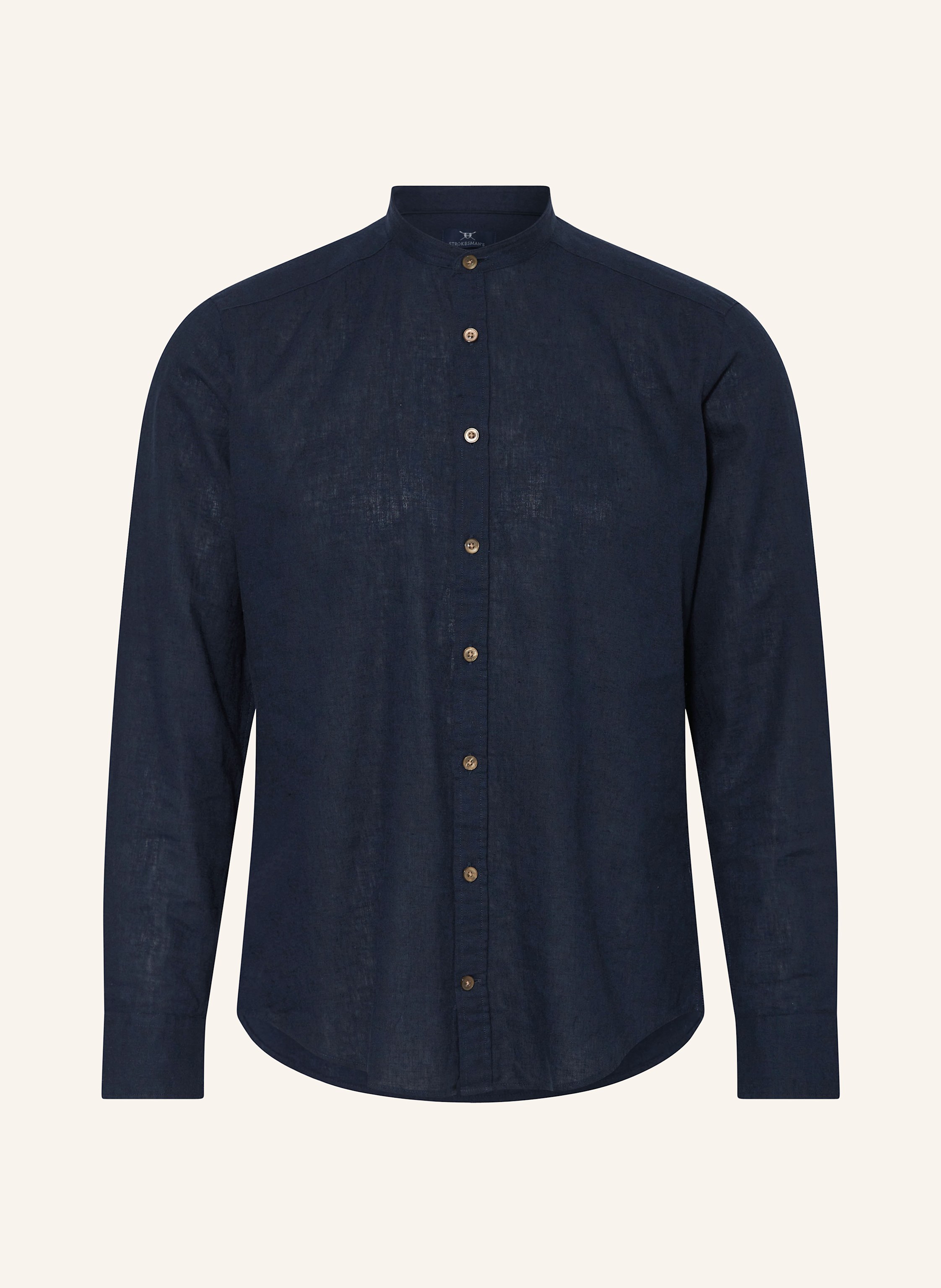 STROKESMAN'S Hemd Regular Fit mit Leinen und Stehkragen