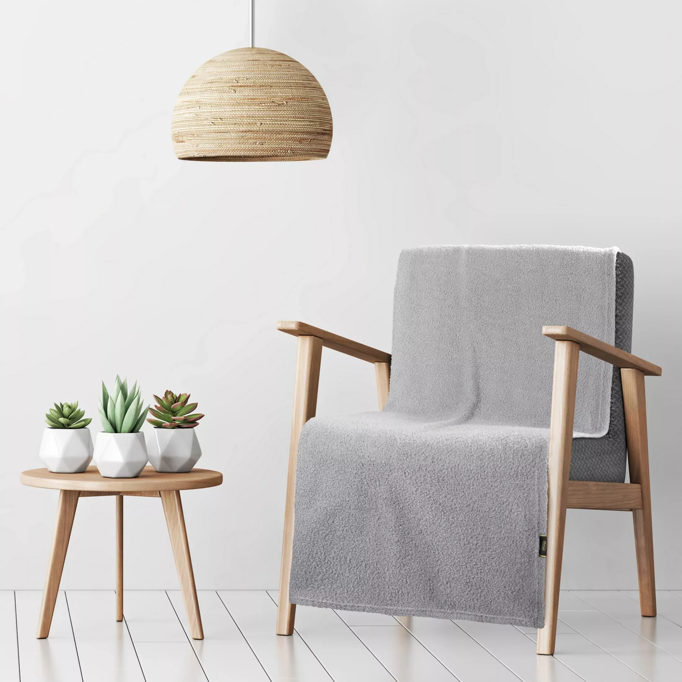 Narzuta na fotel 70x160 cm srebrna o miękkiej strukturzeBUKLA