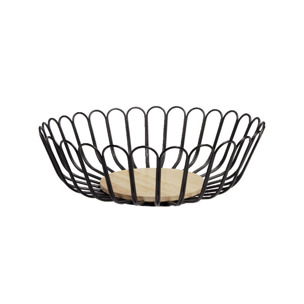 Corbeille à fruits forme fleur métal et bois Ø26cm