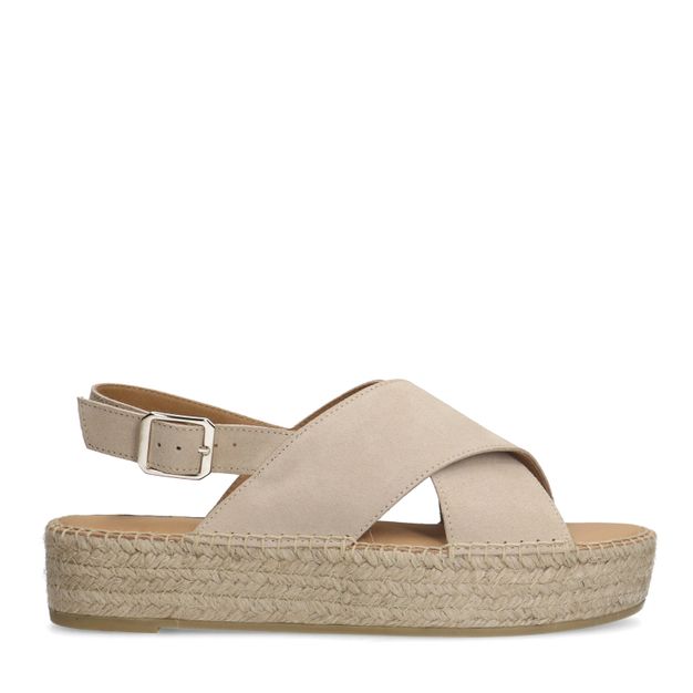 Beige suède plateau sandalen