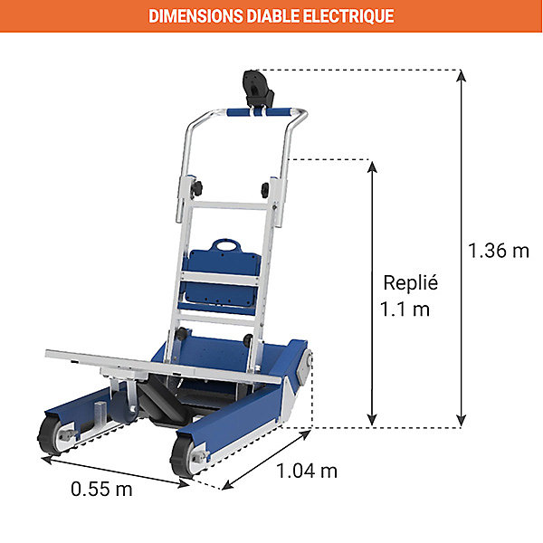 Diable électrique escalier - Plateau 650x520mm - Charge max 310kg - CT310
