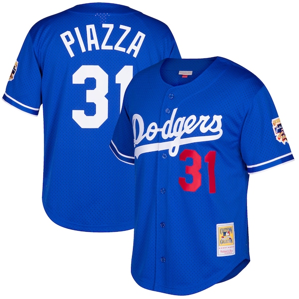 Mike Piazza Los Angeles Dodgers Cooperstown Collection Mesh Batting Practice Button-Up Jersey - Royal