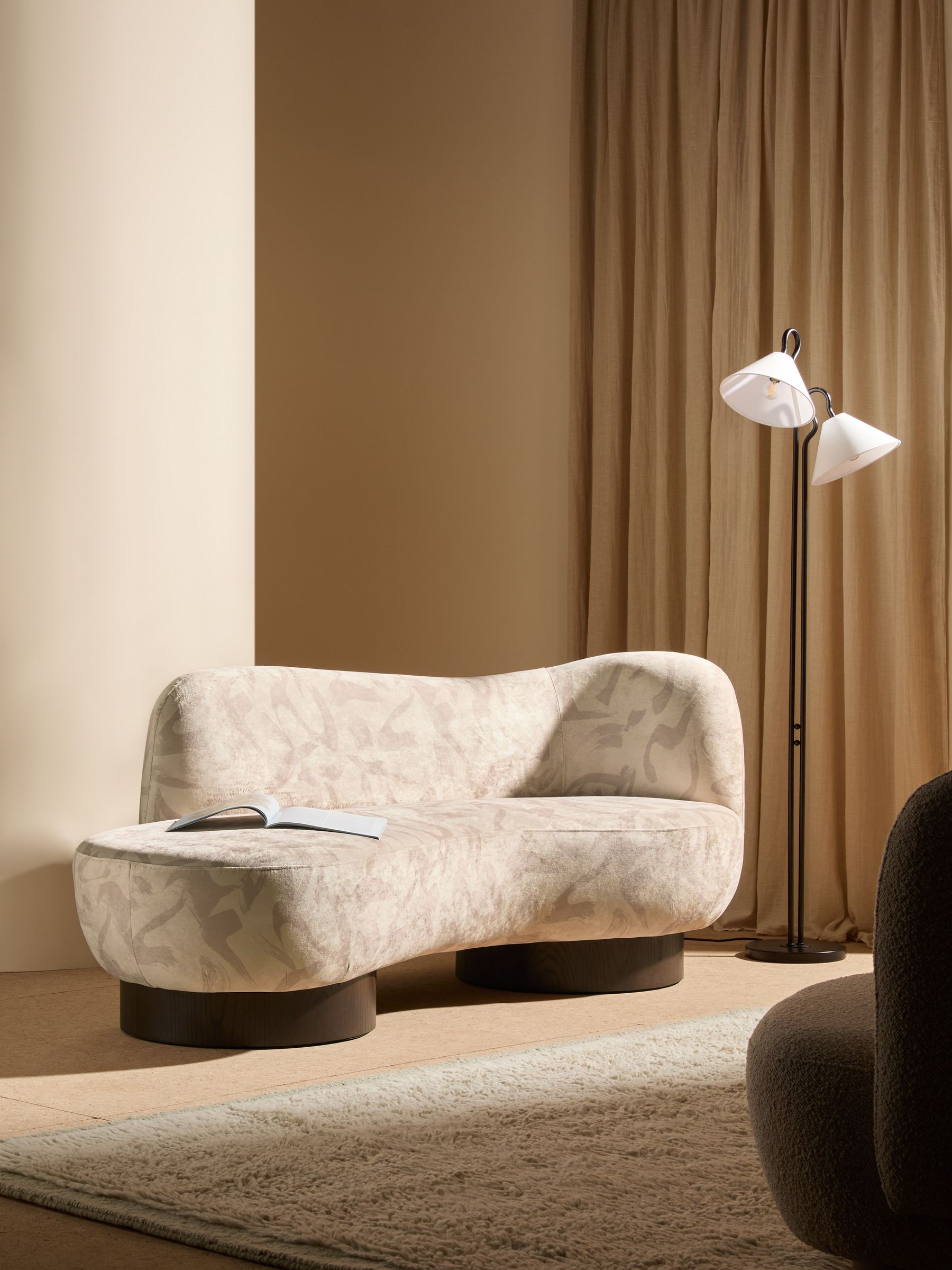 Novara 2 Seater Sofa in Natural Taupe Brushstroke Velvet