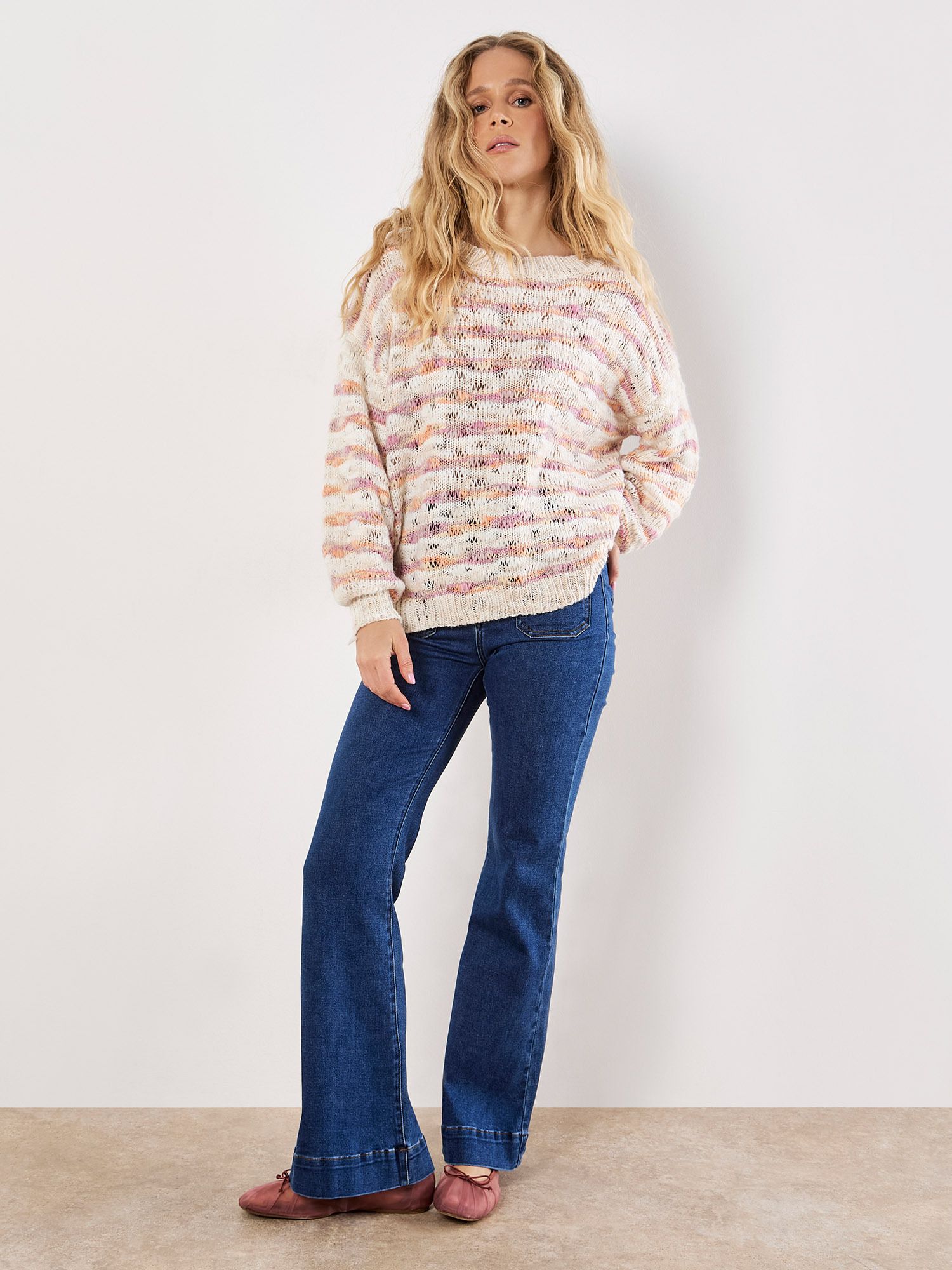Apricot Wavy Stripe Pastel Jumper