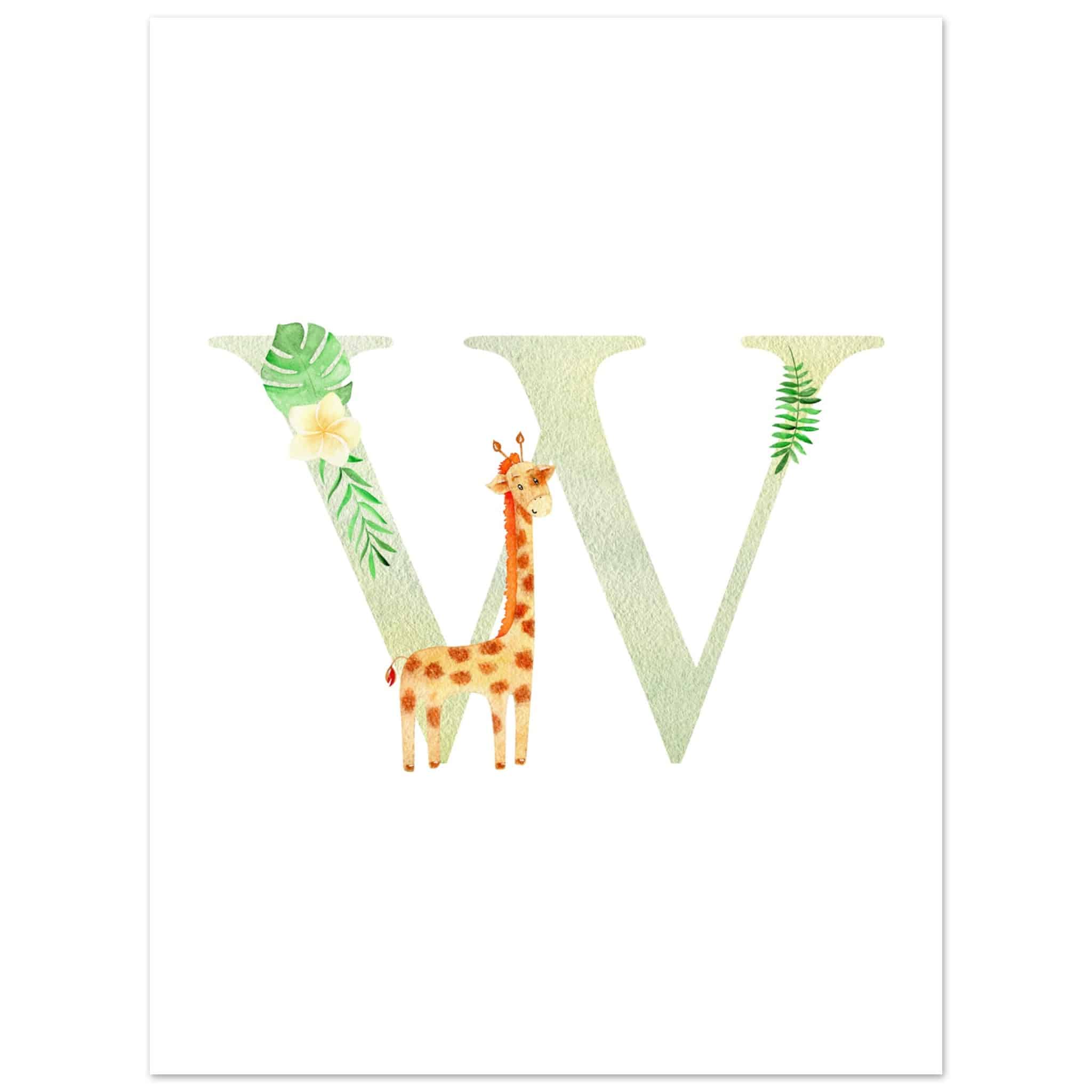 Artfulprints Poster Letter W kindernaam  - 30x40 cm - Meerkleurig